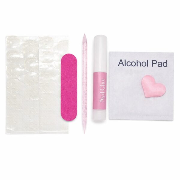 accessories-sticky-tabs-nail-glue-cuticle-pusher-nail-file-alcohol-wipe