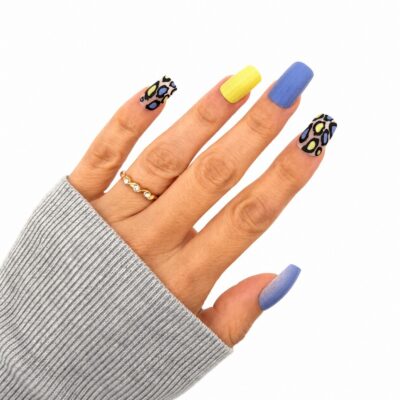 blue-yellow-leopard-medium-square-press-on-nails