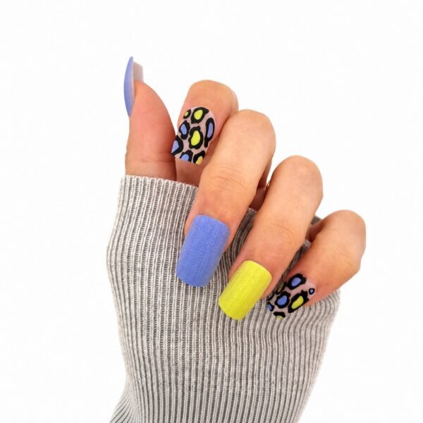 blue-yellow-leopard-medium-square-press-on-nails-on-hand