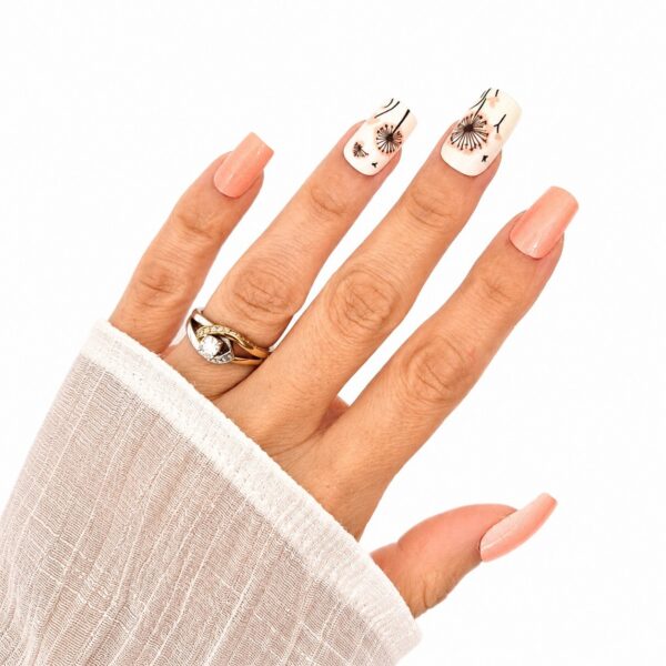 dandelion-flower-press-on-nails-medium-square-size