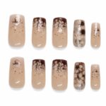 elegant-floral-press-on-nails-flower-nude-and-brown-design-with-rhinestones-glamour-woman