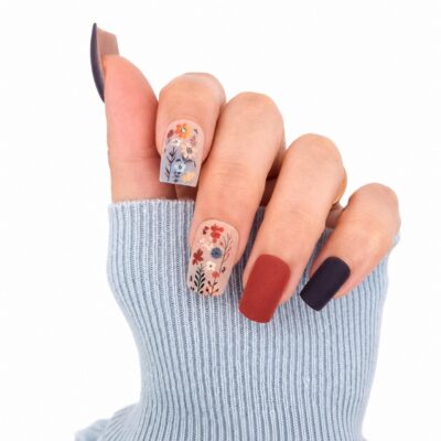 matte-colorful-floral-square-medium-size-press-on-nails