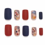 matte-floral-press -on-nails-colorful-red-blue-yellow-design-glamour-woman