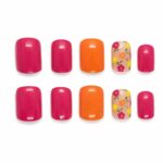 summer-floral-press-on-nails-pink-coral-flower-design-glamour-woman