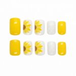 sunflower-press-on-nails-yellow-white-polka-dot-summer-nails-glamour-woman