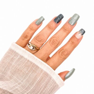 silver-glitter-green-medium-square-size-press-on-nails