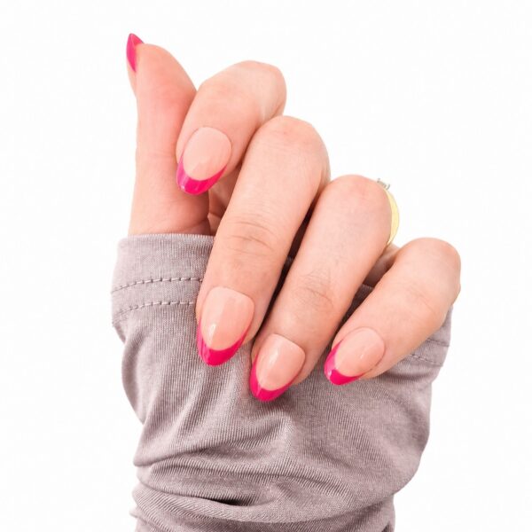 rosy-charm-press-on-nails-on-hand